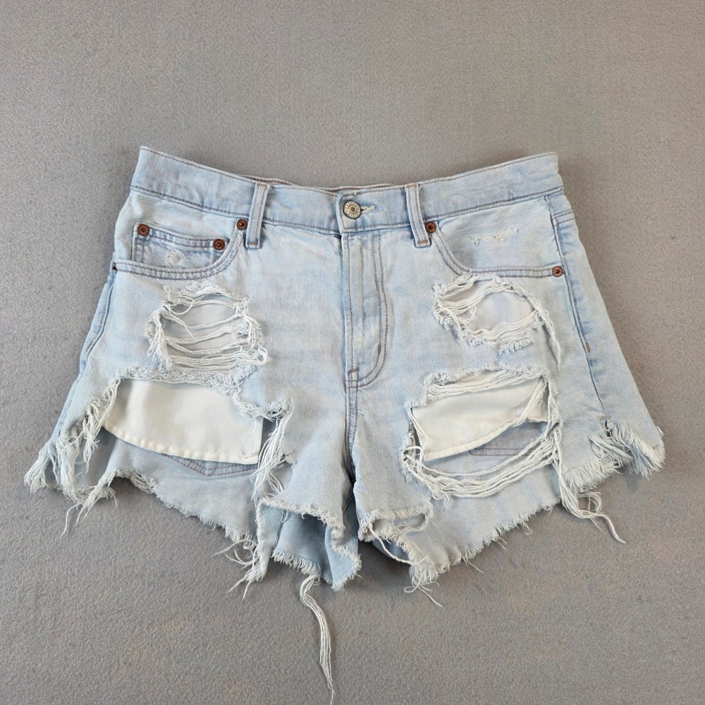 American Eagle 90s Boyfriend Short Light Wash Distressed Denim Size 6 Strigid